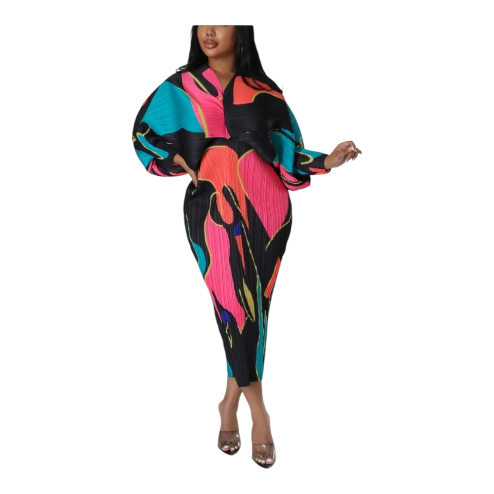 Colorful Abstract Midi Dress